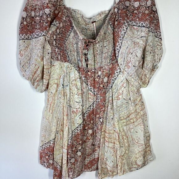 Free People Lovesick Lace Up Boho Smocked Mini Dress - Picture 5 of 15